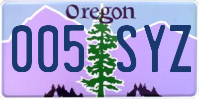 OR license plate 005SYZ
