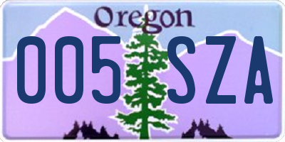 OR license plate 005SZA