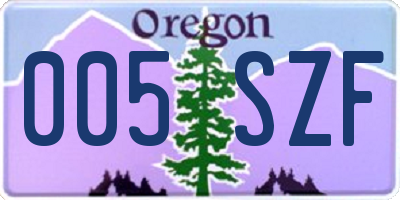 OR license plate 005SZF