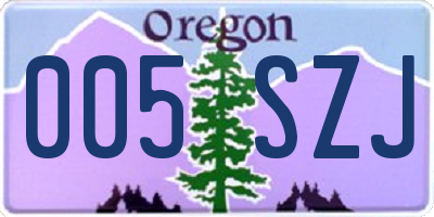 OR license plate 005SZJ
