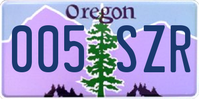 OR license plate 005SZR