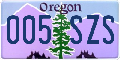 OR license plate 005SZS