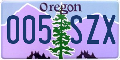 OR license plate 005SZX