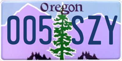 OR license plate 005SZY