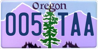 OR license plate 005TAA