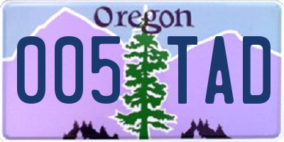 OR license plate 005TAD