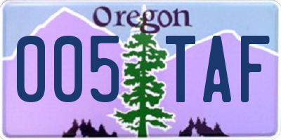 OR license plate 005TAF