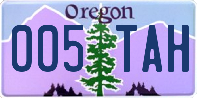 OR license plate 005TAH
