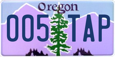OR license plate 005TAP