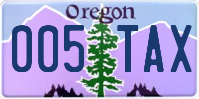 OR license plate 005TAX