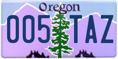OR license plate 005TAZ