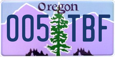 OR license plate 005TBF