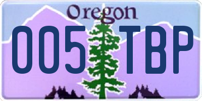 OR license plate 005TBP