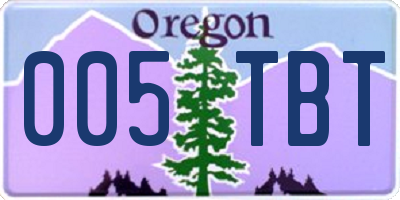 OR license plate 005TBT
