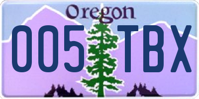 OR license plate 005TBX
