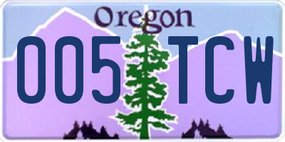 OR license plate 005TCW