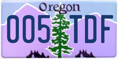 OR license plate 005TDF