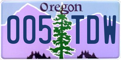 OR license plate 005TDW