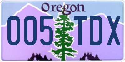 OR license plate 005TDX
