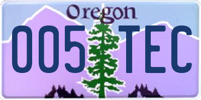 OR license plate 005TEC