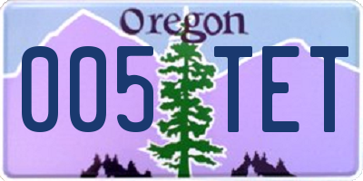 OR license plate 005TET