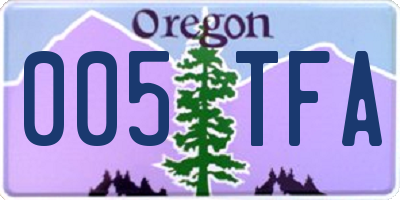 OR license plate 005TFA
