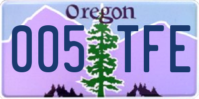OR license plate 005TFE