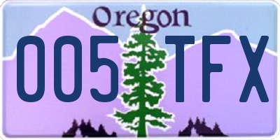 OR license plate 005TFX