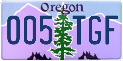 OR license plate 005TGF