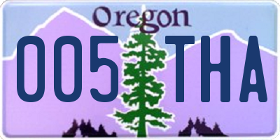 OR license plate 005THA