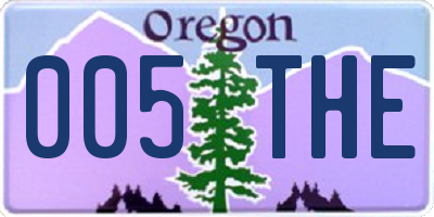 OR license plate 005THE