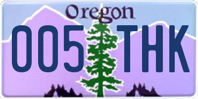 OR license plate 005THK