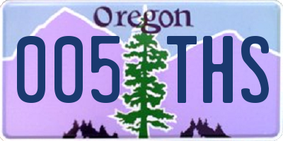 OR license plate 005THS