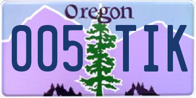 OR license plate 005TIK