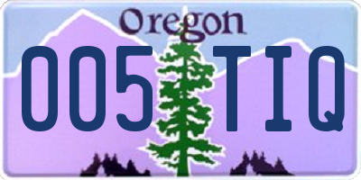 OR license plate 005TIQ
