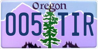 OR license plate 005TIR