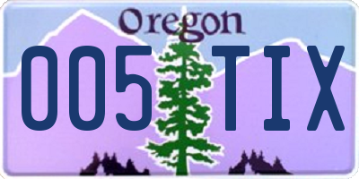 OR license plate 005TIX