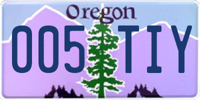 OR license plate 005TIY