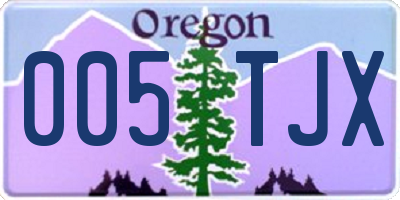 OR license plate 005TJX
