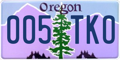 OR license plate 005TKO