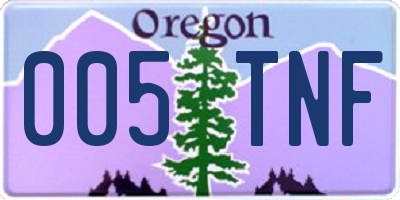 OR license plate 005TNF