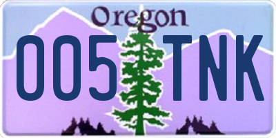 OR license plate 005TNK