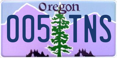 OR license plate 005TNS