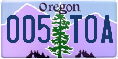 OR license plate 005TOA