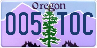 OR license plate 005TOC