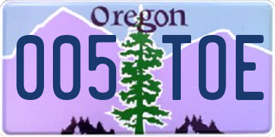 OR license plate 005TOE