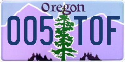 OR license plate 005TOF
