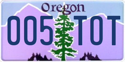 OR license plate 005TOT