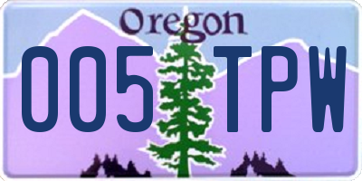 OR license plate 005TPW