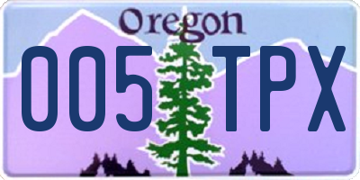 OR license plate 005TPX